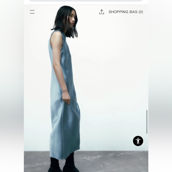 Zara blue satin like dress - Picture 9 of 15